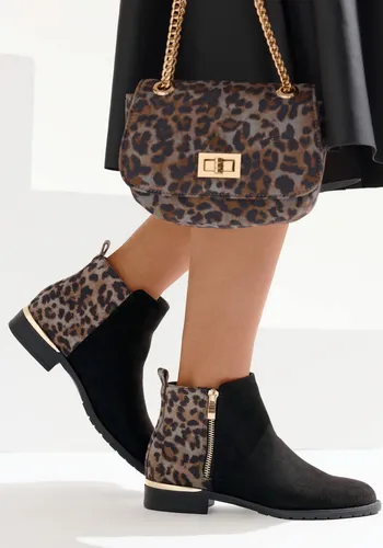 LASCANA Stiefelette schwarz/leo Größe 38 - Wanderschuhe mit modischem Leo-Print. Die ideale Passform sorgt für hohen Tragekomfort, perfekt kombinierbar mit Jeans oder Kleid.