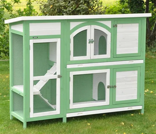 nanook Kaninchenstall Jumbo XL - wetterfester Kleintierstall - Käfige, Auslauf & Gehege mit 2 Ebenen und großen Türen für einfachen Zugang. Ideal für Kaninchen, Hasen und Meerschweinchen, aus robustem, wetterfestem Holz.
