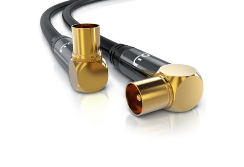 Primewire TV-Kabel, Koax, RF, IEC (50 cm), HDTV Antennenkabel 90° gewinkelt, 4fach Schirmung, 75Ohm, 120dB - 0,5m