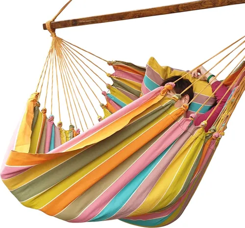 Gepolsterter Hängesessel Greta XXXL mit 2 Kissen - Bequemer Hängesessel in XXXL mit einer Sitzfläche von 210 x 127 cm. Inklusive 2 Kissen für zusätzlichen Komfort. Hochwertige Verarbeitung aus 100% Baumwolle, ideal für entspannte Momente.