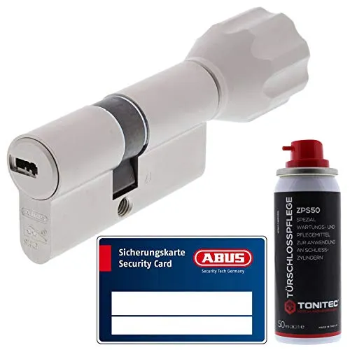 ToniTec Set aus ABUS Schließzylinder Türzylinder als Knaufzylinder ECK660 GS gleichschließend inkl. 3 Schlüssel je Bestellung mit Sicherungskarte Größe 45 35Kmm + ToniTec Pflegespray