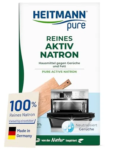 Heitmann Natron pure Reines Aktiv Natron, 450g - Küchenreiniger und leistungsstarkes Hausmittel, entfernt zuverlässig Fett und unangenehme Gerüche, ideal für nachhaltige Reinigung.