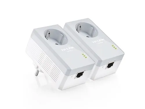 TP-Link Powerline Adapter Set TL-PA4010P KIT - 600Mbit/s, mit integrierter Steckdose und energiesparendem Modus für effiziente Datenübertragung über die Stromleitung