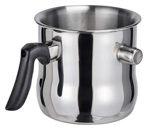 Spetebo Edelstahl Wasserbad- und Simmertopf 1,2 Liter - Milchtopf doppelwandig - Edelstahltopf zum erwärmen von Milch Schmelztopf mit Flötenkessel Funktion
