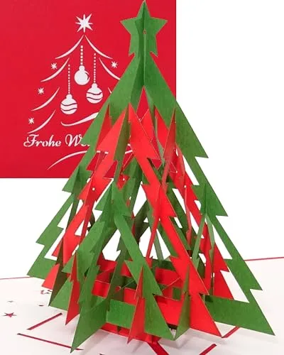 Cologne Cards Pop-Up Weihnachtskarte Tannenbaum | Modern Frohe Weihnachten, 3D Weihnachtskarte mit Umschlag, Adventskarte