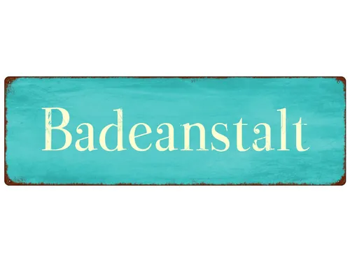 METALLSCHILD Türschild BADEANSTALT Schwimmbad Badezimmer Geschenk Baden Deko