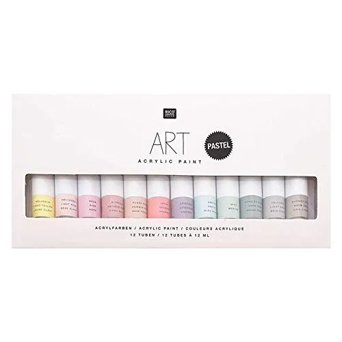 Rico Acrylfarbe, 12 Farben, Pastelltöne