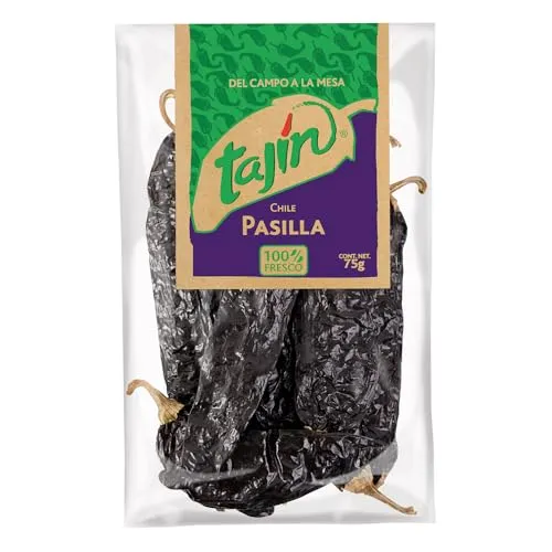TAJIN Chile Pasilla – Ganze Getrocknete Chilischoten | Mexikanisches Gewürz für Würzmischungen, Saucen und Marinaden – Milder, Rauchiger Geschmack
