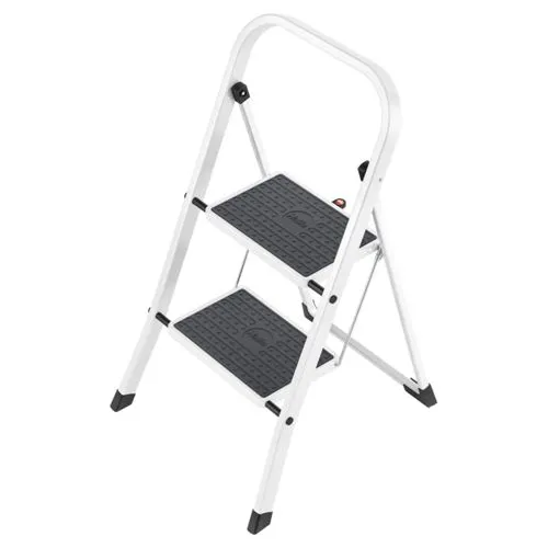 SELEKTA Trittleiter "K40" 2-stufig - Leiter aus robustem Stahl, pulverbeschichtet, mit großen Anti-Rutsch-Stufen und Sicherheits-Verriegelung, ideal für sicheres Arbeiten bis 150 kg.