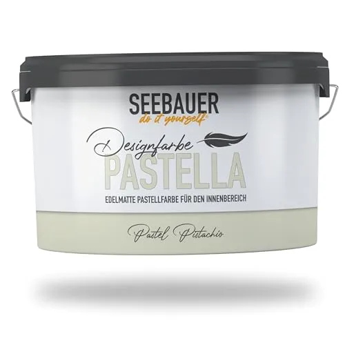 SEEBAUER diy Pastellfarbe PASTELLA Grün 2,5L - Edelmatte Wandfarbe für kreative Raumgestaltung - Hochwertige Pastellfarbe in sanftem Hellgrün, ideal für Innenräume. Mit hoher Deckkraft und abwaschbarer Oberfläche für pflegeleichte Anwendungen. Perfekt für kreative Projekte in jedem Raum.