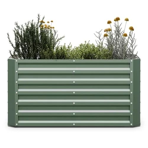 blumfeldt High Grow Straight Hochbeet - Hochbeet aus rostfreiem Galvalume-Stahl, ergonomisch für rückenschonendes Arbeiten, frost- und rostfrei – ideal für Gemüse und Kräuter im Garten.