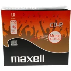 Maxell Audio CD-R 80 Mins-XL II 10 - 10er Pack, ideal für hochwertige Audioaufnahmen und Musikarchivierung