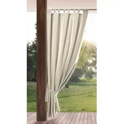 Eurofirany Garden Outdoorvorhang mit Schlaufenschal - 155x220 cm, Hellbeige - Outdoorvorhänge für Pavillon und Terrasse, wasserdicht und winddicht, bieten Sichtschutz und Sonnenschutz, einfach zu montieren mit selbstklebenden Klettverschlusslaschen.