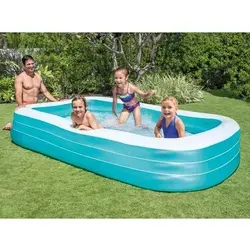 Intex Swim Center Familienpool 305x183x56 cm - Swimmingpools – Robuster aufblasbarer Familienpool aus starkem Vinyl, ideal für den Sommer mit breiten Seitenwänden und einfachem Ablassventil für maximalen Spaß!