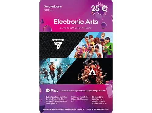 EA Gift Card Digital Code 25€ - Game Cards & Gaming Guthaben - Ideal für PC-Spieler, um spannende Titel wie Die Sims, Battlefield und Need for Speed zu erwerben!
