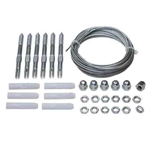 SPAGO Pflanzen Kletterhilfe mit Drahtseil (Ø 2 mm) & Haken - Rankhilfe für Kletterpflanzen, 10m Seil mit Zubehör für die Wandmontage