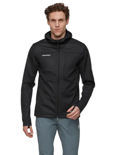 Mammut Ultimate VIII SO Hooded Jacket Men Black (L) - Jacke für Herren, strapazierfähig und atmungsaktiv, ideal für Outdoor-Aktivitäten. Mit WINDSTOPPER-Technologie und umweltfreundlichem Material bietet sie optimalen Schutz bei Wind und Wetter.