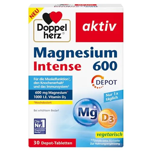 Magnesium Intense 600 Tabletten – 30 Stück für Ihr Wohlbefinden - Magnesium Intense 600 Tabletten, ideal zur Unterstützung der täglichen Ernährung. Praktische 30er-Packung für eine einfache Einnahme.