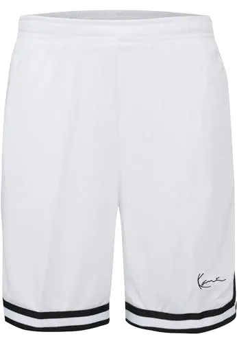 Karl Kani Herren Signature Mesh Shorts XXL White/Black - Activewear-Shorts für Herren, leichte und atmungsaktive Mesh-Shorts für Sport und Freizeit, ideal für Sommer und Outdoor-Aktivitäten.