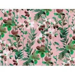 living walls Fototapete The Wall, glatt, floral, geblümt, natürlich, Fototapete Floral Tapete Blume Tapeten Wohnzimmer Flur Design Optik grün|rosa