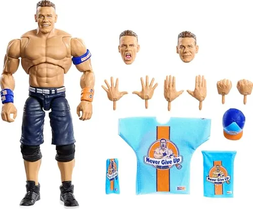 Mattel WWE Ultimate Edition John Cena Actionfigur - Actionfigur für Kinder mit über 30 Gelenkpunkten, austauschbaren Köpfen und ikonischer Ringausrüstung – perfekt zum Nachspielen von WWE-Momenten!