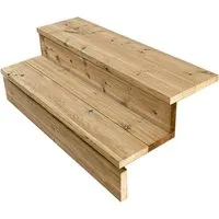 Fertiges Set Außentreppe Holz, 2 bis 7 Stufen - Robuster Bausatz für Gartentreppen aus druckimprägniertem Kiefernholz, ideal für Garten, Balkon und Terrasse. Einfache Montage mit inklusive Schrauben und wahlweise Breiten.
