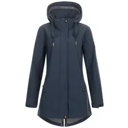 Ankerglut Damen Softshellmantel Kurzmantel mit Kapuze - Funktionsjacke aus maritimem Softshellmaterial, atmungsaktiv und wasserabweisend, ideal für Übergangszeiten mit wärmendem Fleecefutter und abnehmbarer Kapuze.