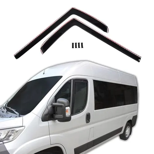 J&J AUTOMOTIVE GP Windabweiser für Ducato ab 2006 - Windabweiser aus 3-mm starkem Acryl, grau getönt, ermöglichen Luftaustausch und verhindern Beschlagen der Scheiben. Ideal für komfortable Fahrten bei Regen.