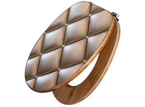 banjado WC-Sitz Bambus Motiv Bronze - Hochwertiger WC-Sitz aus umweltfreundlichem Bambus mit robusten Edelstahlscharniere. Ideal für stilvolle Badezimmer, Maße 44 x 38 x 5 cm.