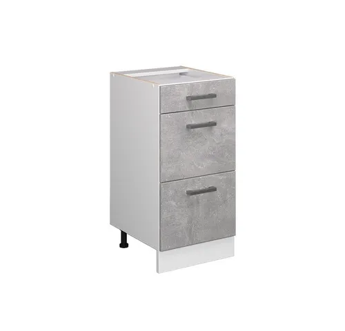 Vicco Unterschrank R-Line, Beton/Weiß, 40 cm mit Schubladen, ohne Arbeitsplatte