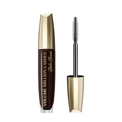 L'Oréal Paris Wimperntusche, Braune Mascara für extra Definition, extra Volumen und extra Pflege, Volume Million Lashes Balm Brown, Nr. 01 Braun, 1 x 8,6 ml