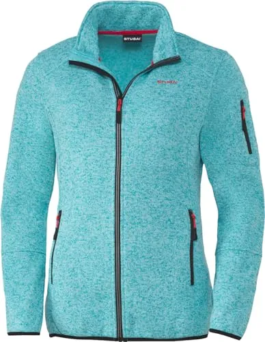 STUBAI Damen Strickfleecejacke, mit flauschigem Fleece auf der Innenseite, Übergangsjacke mit Reißverschluss, modische Damenbekleidung, Türkis, Gr. 40