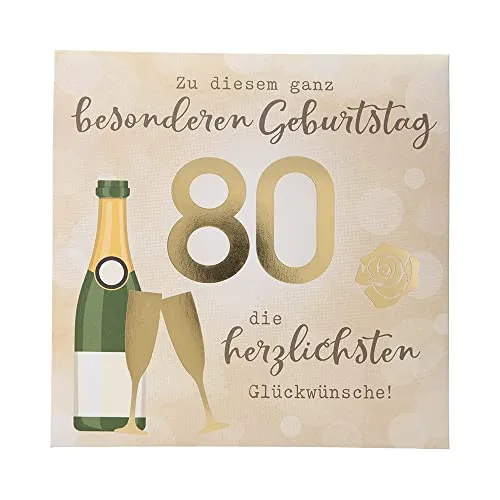 Depesche 0011694-012 Pop-up Glückwunschkarte zum 80. Geburtstag, Klappkarte mit Musik, Lichtelementen und einem originellen Spruch, Geburtstagskarte inkl. Umschlag, Format 15,5 x 15,5 cm