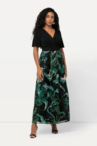 Ulla Popken Plus Size Ausbrenner-Maxikleid - Freizeitkleid für Damen in A-Linie, mit femininem V-Ausschnitt und blickdichtem Unterrock für optimalen Tragekomfort und Stil.