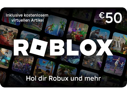 Roblox Digital 50€ Geschenkgutschein - Game Cards & Gaming Guthaben, erweitere dein Spielerlebnis mit 50€ für Robux und schalte exklusive Inhalte für deinen Avatar frei.