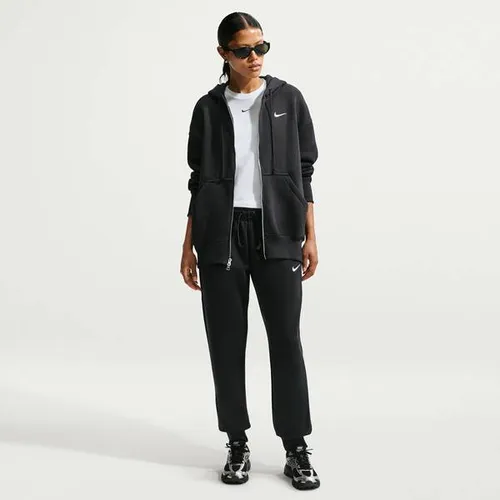 Nike Phoenix Sweathose Damen - Bequeme Melange Jogginghose in Schwarz - Kleidung: Regulär geschnittene Sweathose mit elastischem Bund und Kordelzug für optimalen Tragekomfort; perfekte Wahl für Freizeit und Sport.