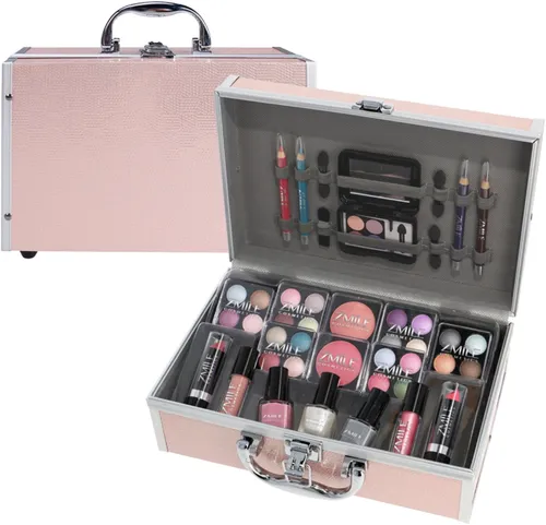 ZMILE COSMETICS Schmink-Koffer - 42-teiliges Eye Catcher Set aus Aluminium, Profi-Qualität für Makeup-Enthusiasten und unterwegs