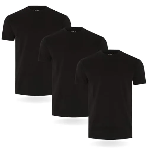 Fm London Herren-t-shirt (3/5er-pack) Herren T-Shirt , Schwarz (3er-pack), XL