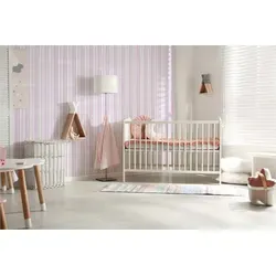 Tadessi Vliestapete Tapete Kinderzimmer M1-No.138, Vliestapete, Rosa, Silber, Streifen, glatt silberfarben