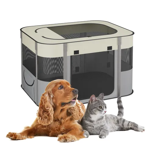 Relaxdays Tierhaus Welpenauslauf faltbar, M - Tierhäuser für drinnen & draußen, faltbar und platzsparend, ideal für Welpen und kleine Hunde. Robustes Polyester-Material sorgt für Langlebigkeit und Komfort.