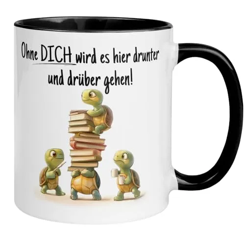 Abschiedsgeschenk Kollegin Kollege Tasse mit Spruch | Schildkröten - Ohne DICH wird es hier drunter und drüber gehen | Lustiges Geschenk zum Abschied Jobwechsel Büro | Geschenkidee Stellenwechsel