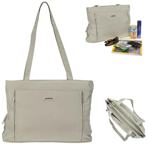 Handtasche Damen Shopper Maxi Alessandro A4 Microfaser Tasche groß 1594 Beige +e