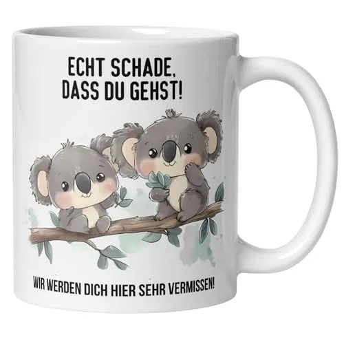 Abschied Kollegin Kollege Tasse | Koalas & Spruch – Echt schade, dass du gehst | Lustiges Abschiedsgeschenk Jobwechsel Büro | Geschenkidee zum Abschied oder Neuanfang Arbeitsplatz
