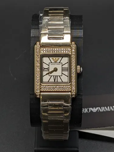 Emporio Armani AR11663 Damenarmbanduhr - Elegante Goldfarben mit Weiß - Damenuhr mit elegantem goldfarbenem Edelstahlgehäuse und -armband, wasserdicht bis 50 m, perfekt für jeden Anlass und modische Outfits.