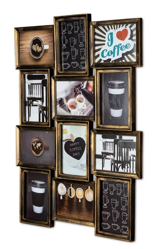 Levandeo® Bilderrahmen Collage 54x72cm - Bilderrahmen Collage für 12 Fotos (13x18cm) in elegantem Kupfer-Schwarz, perfekt zum kreativen Gestalten Ihrer Wände.