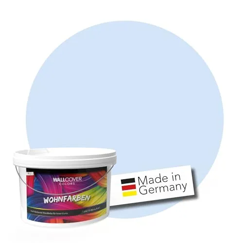WALLCOVER hochwertige Wandfarbe für Innen | Blau hellblau | 1L für 8m² | Hochdeckende Innenfarbe Matt (Klasse 1) | Profi Qualität aus Deutschland