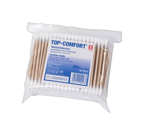 Med Comfort Einmal Wattestäbchen Ohrenstächen Q-Tips Holzstäbchen 200 Stück
