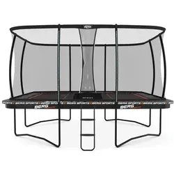 BERG SPORTS Ultim Pro Bouncer Regular 5x5 mit Safety Net XL - Trampolin mit größter Sprungfläche für höhere Sprünge, ausgestattet mit TwinSpring Pro Federn und extra dickem UV-beständigem Schutzpolster für maximale Sicherheit.