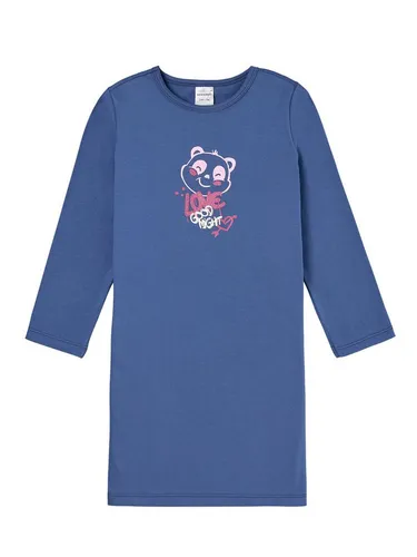 Schiesser Nachthemd Langarm - Girls World - Kuschelweiches Nachthemd mit süßem Panda-Motiv, ideal für gemütliche Nächte. Aus hochwertigem Single-Jersey gefertigt, bietet es optimalen Tragekomfort für jede kleine Prinzessin.