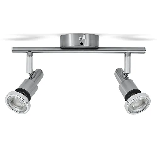 B.K.Licht Deckenlampe für das Bad, schwenkbar, IP44, warmweiß - Lampen für Badezimmer und mehr, schwenkbare IP44 LED Deckenlampe in stilvollem Matt-Nickel-Chrom, ideal für individuelle Ausleuchtung mit 20.000 Stunden Lebensdauer.